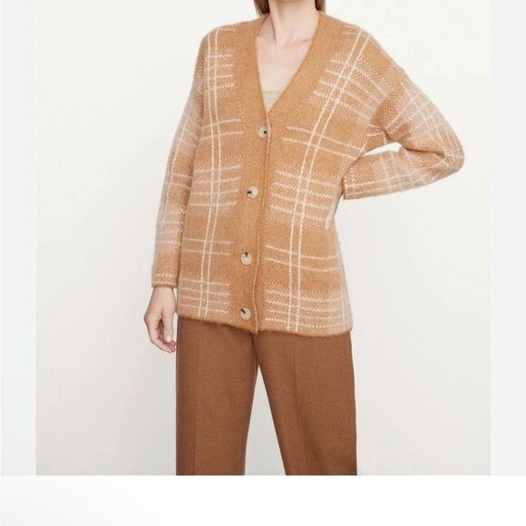 Vince Brushed Plaid Alpaca-Wool Cardigan XS/S $525 NWT - Picture 5 of 9